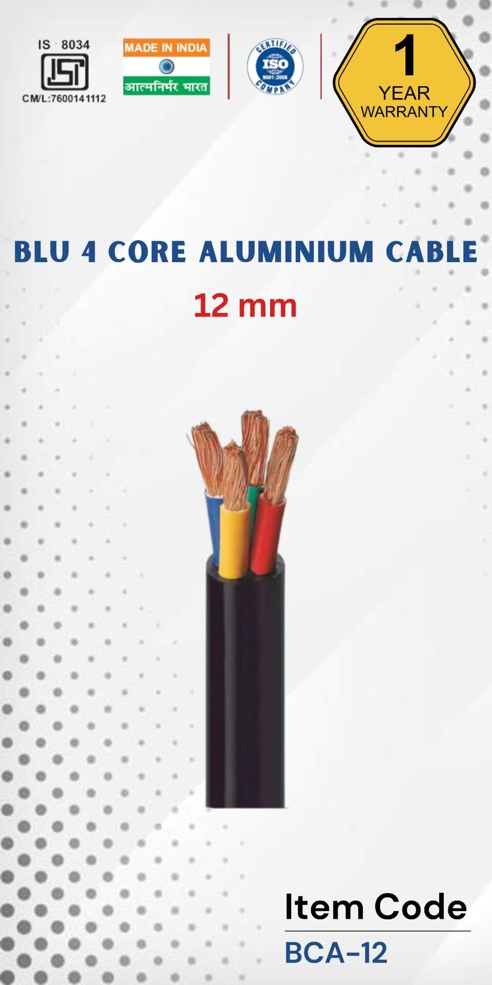 BLU 4 Core Aluminium Cable